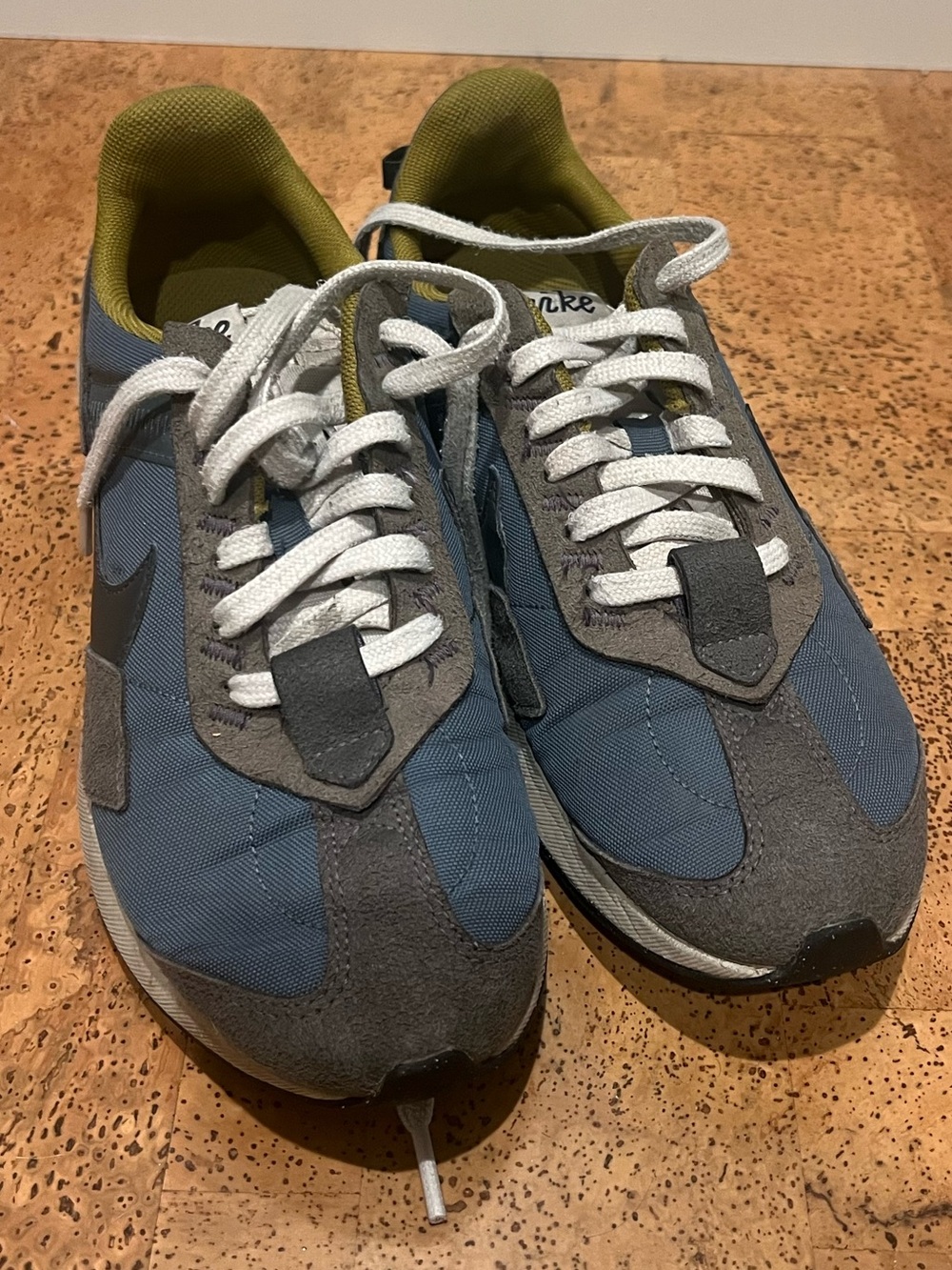 Nike Men’s Blue and Gray Retro Runner with Olive Lining